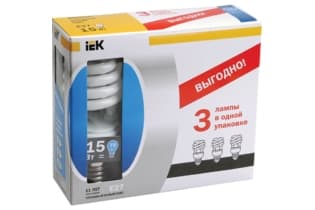 Лампа спираль КЭЛ-S Е27 15Вт 2700К Т2 ПРОМОПАК 3 шт