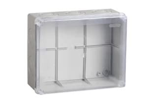 Коробка КМ41276 распаячная для о/п 240х195х90 мм IP55 (RAL7035, прозр. кр., кабельные вводы 5 шт)