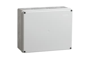 Коробка КМ41342 распаячная для о/п 240х195х90 мм IP55 (RAL7035, монт. плата, кабельные вводы 5 шт)