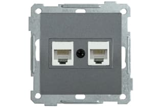 РK10-2-Б Розетка 2-ая комп. RJ45 Cat5e BOLERO антрацит