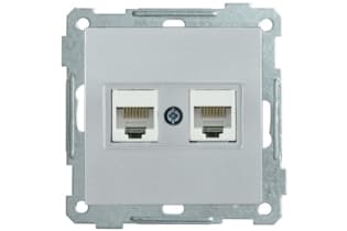 РK10-2-Б Розетка 2-ая комп. RJ45 Cat5e BOLERO серебряный